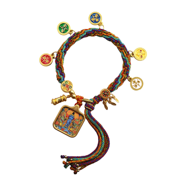 Mahasthamaprapta — Hand-Painted Gilded Thangka Charm Bracelet (2D)