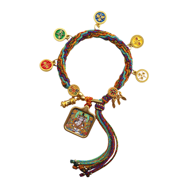 Vairocana Buddha — Hand-Painted Gilded Thangka Charm Bracelet (2D)