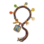 Medicine Buddha — Hand-Painted Gilded Thangka Charm Bracelet (2D) — product on white background