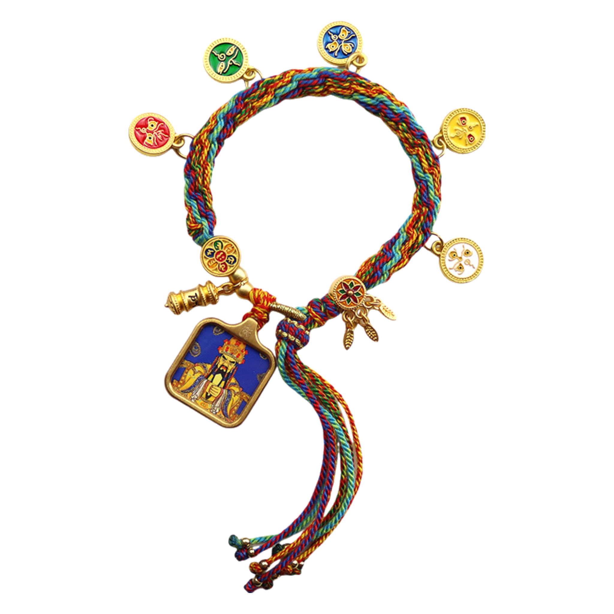 Wuye Guardian — Hand-Painted Gilded Thangka Charm Bracelet (2D) — product on white background