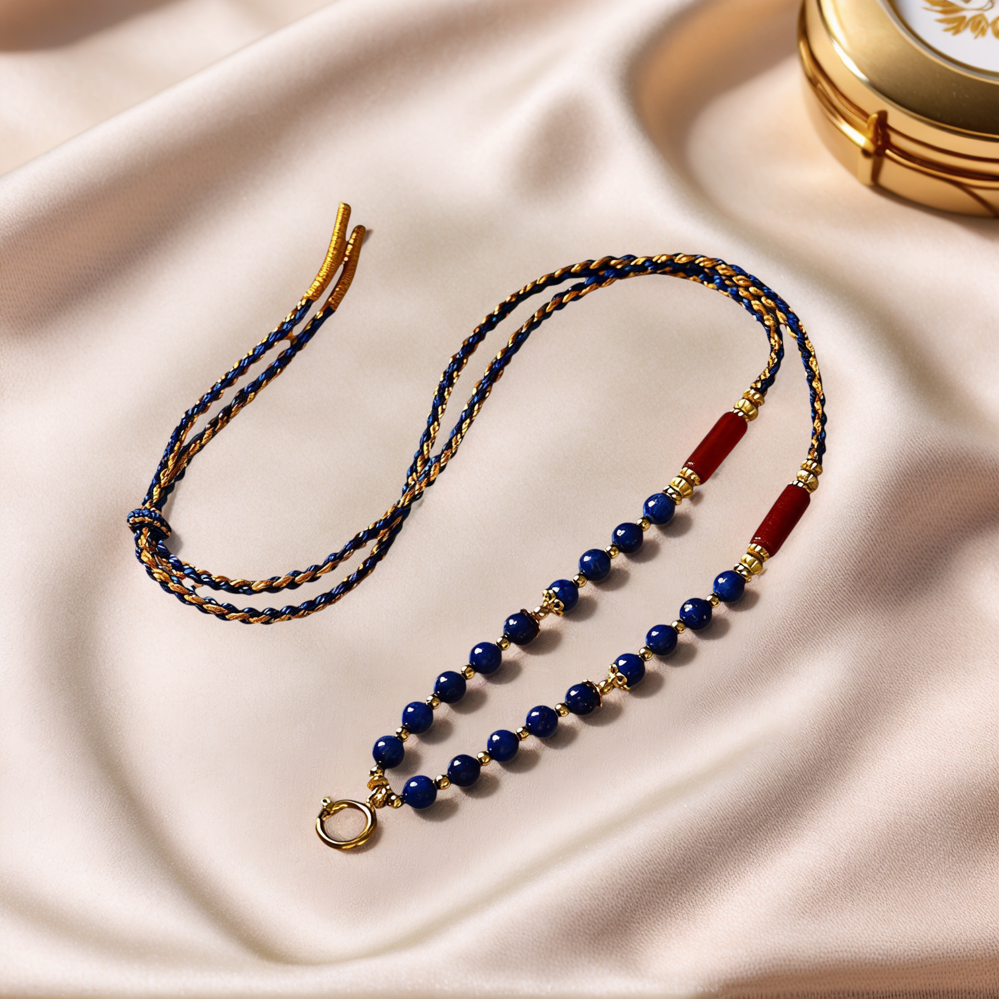 Hand-Braided Lapis Lazuli Pendant Cord — lifestyle view
