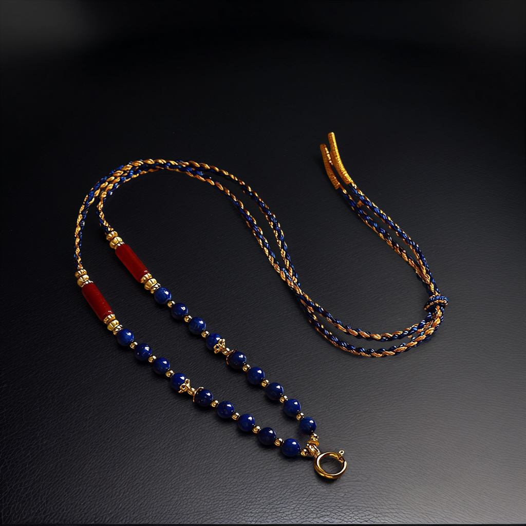 Hand-Braided Lapis Lazuli Pendant Cord — lifestyle view