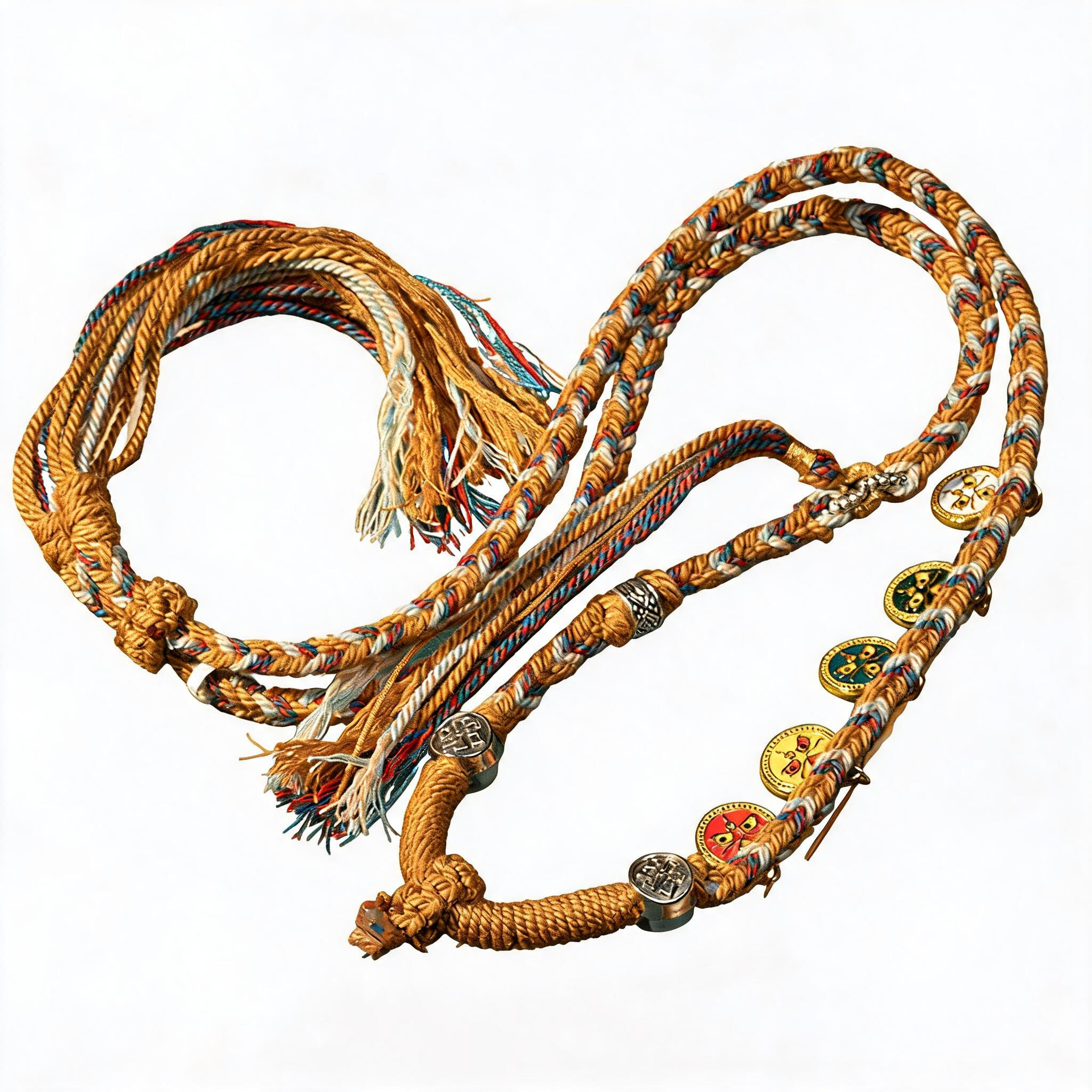 Handwoven Adjustable Cord, Five Wealth Path Knot — product on white background