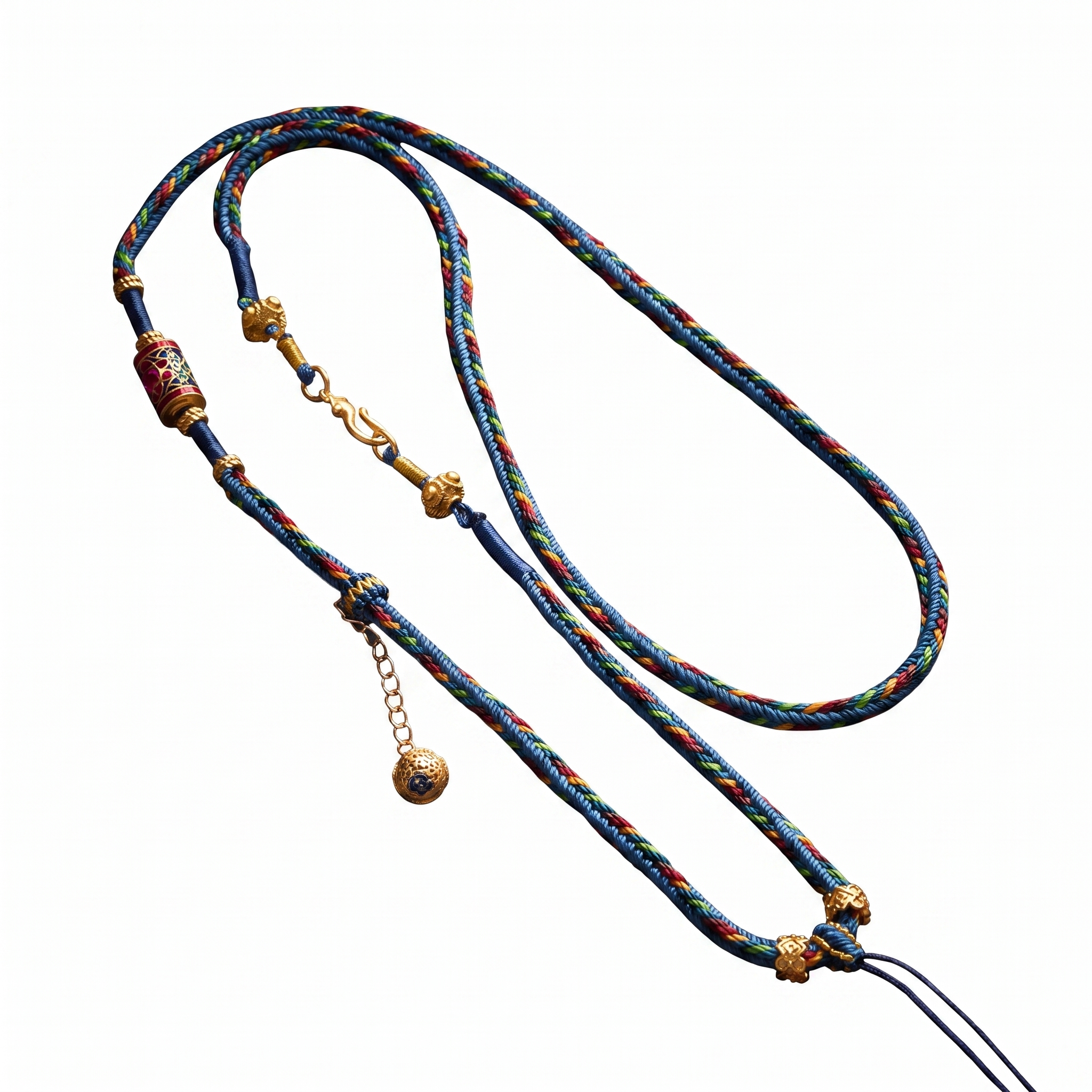 Handwoven Tibetan Pendant Cord — Tibetan Blue — product on white background
