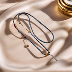 Handwoven Tibetan Pendant Cord — Tibetan Blue — lifestyle view