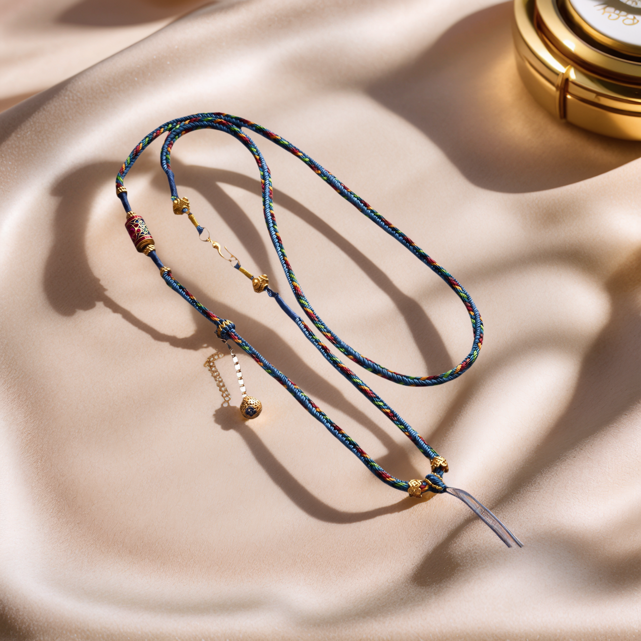 Handwoven Tibetan Pendant Cord — Tibetan Blue — lifestyle view