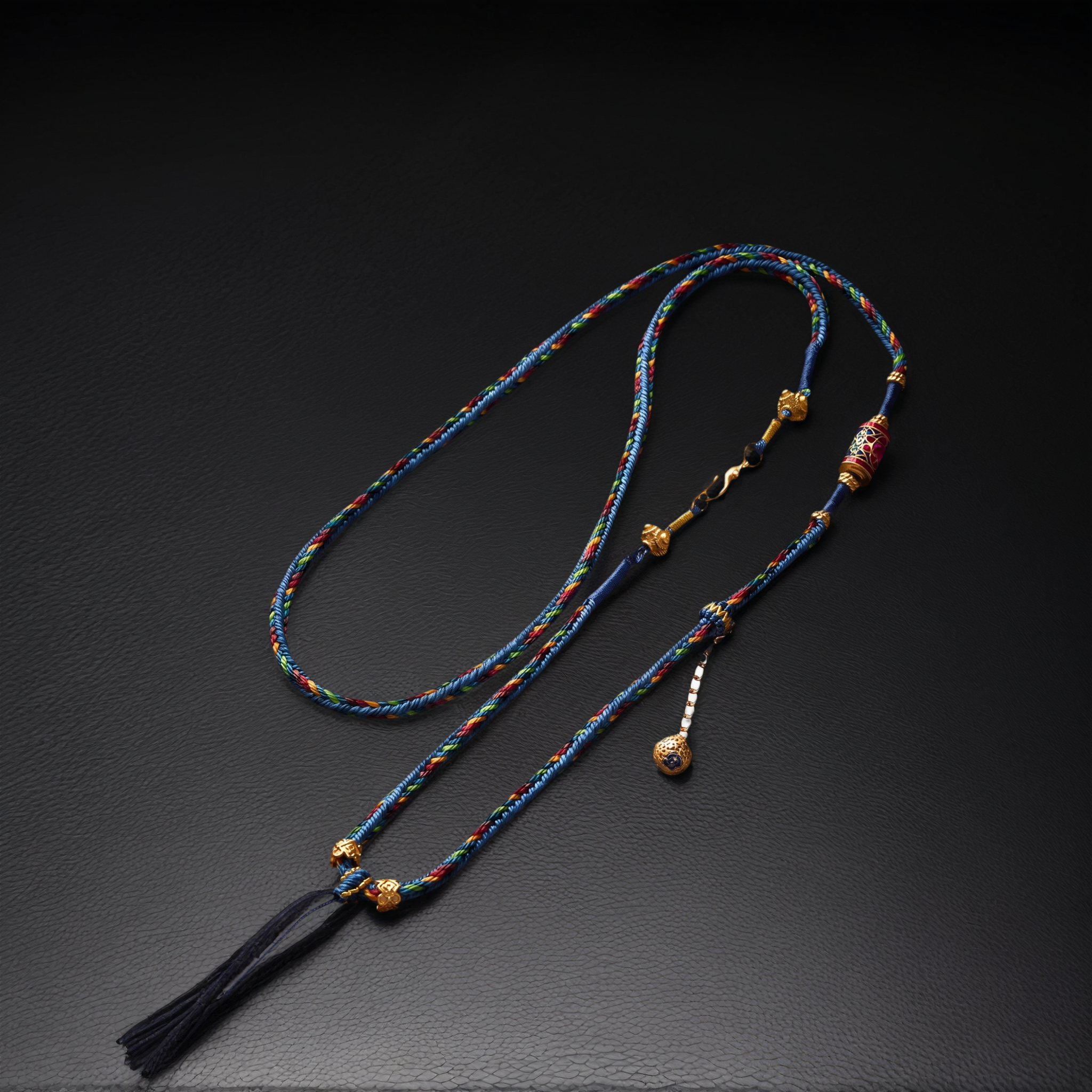 Handwoven Tibetan Pendant Cord — Tibetan Blue — lifestyle view