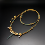 Handwoven Peach Blossom Knot Cord, Five Path Blessing — lifestyle view