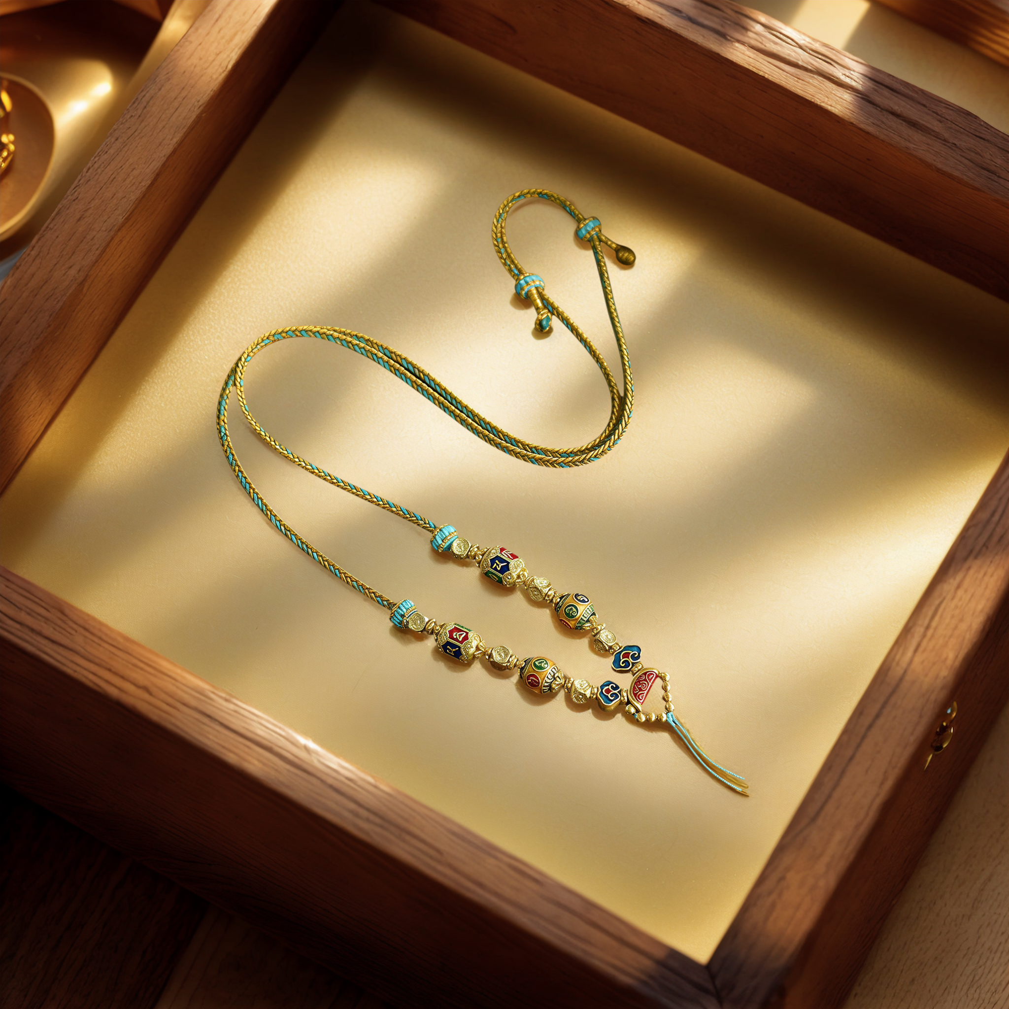 Handwoven Eight-Strand Enamel Pendant Cord — Style Two — lifestyle view
