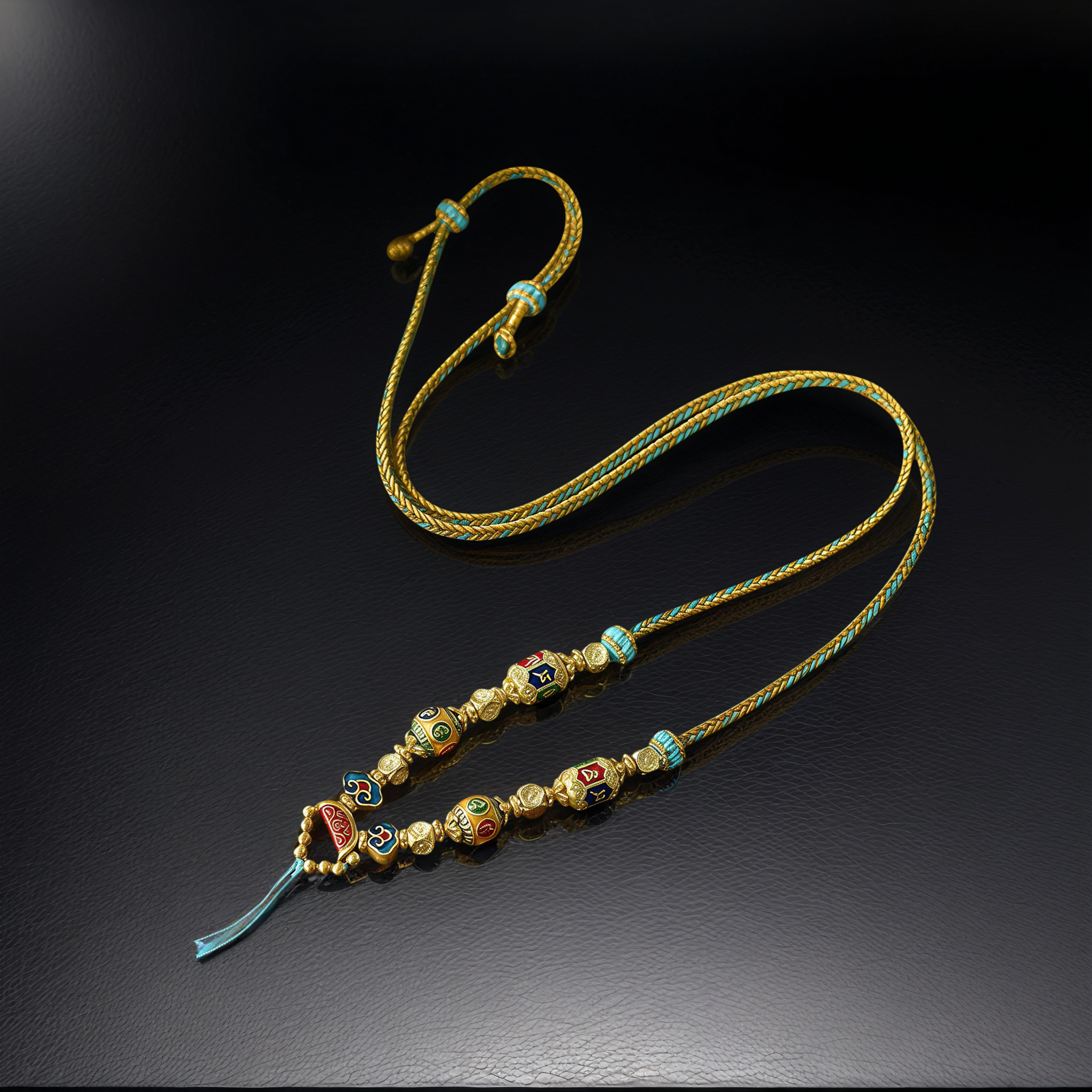 Handwoven Eight-Strand Enamel Pendant Cord — Style Two — lifestyle view