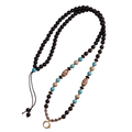 Natural Ebony & Beeswax Amber Pendant Chain — product on white background