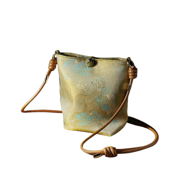 Song Brocade Phone Crossbody Bag — Golden Yellow