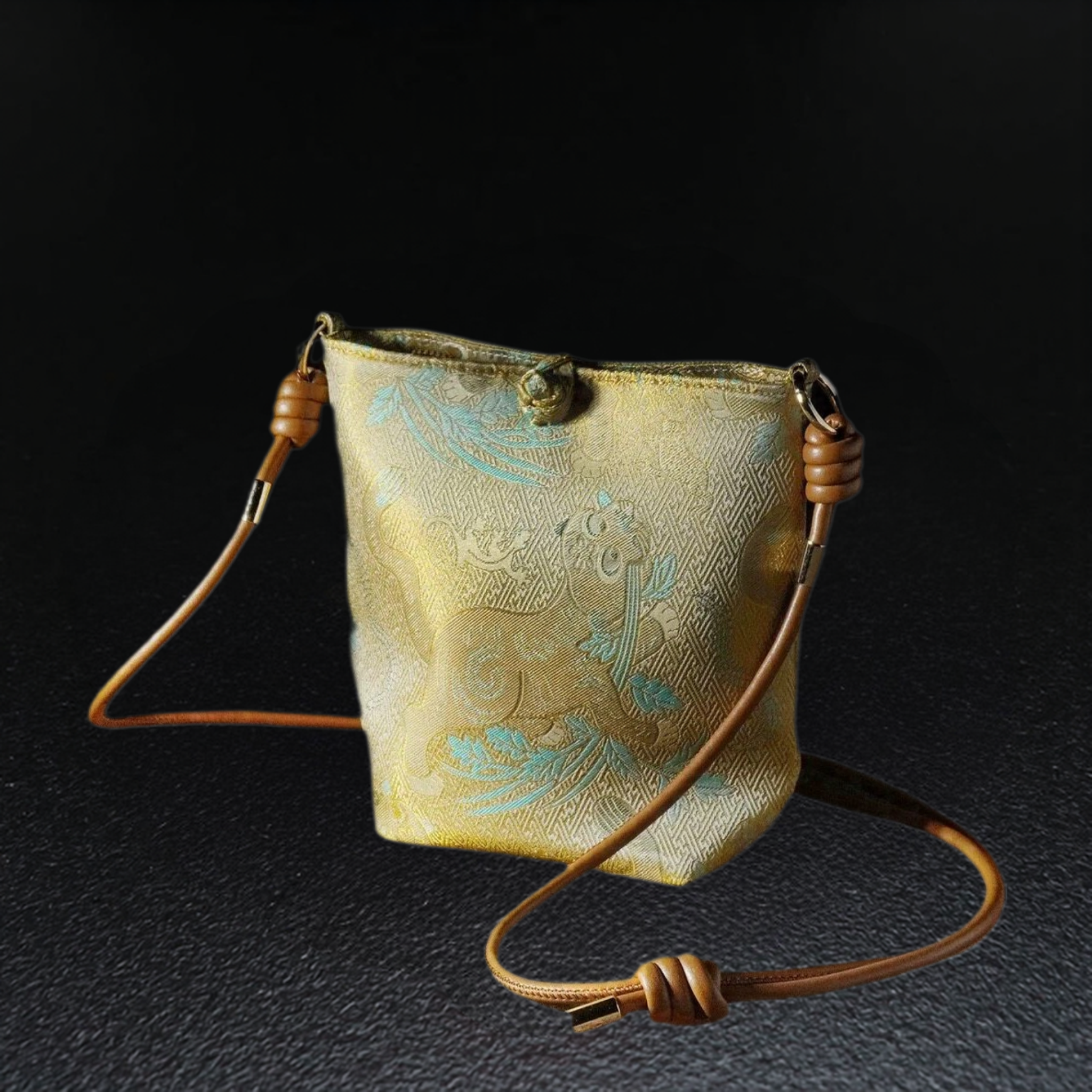 Song Brocade Phone Crossbody Bag — Golden Yellow — view 2