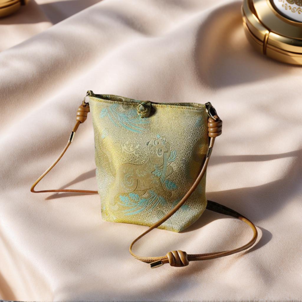 Song Brocade Phone Crossbody Bag — Golden Yellow — view 3