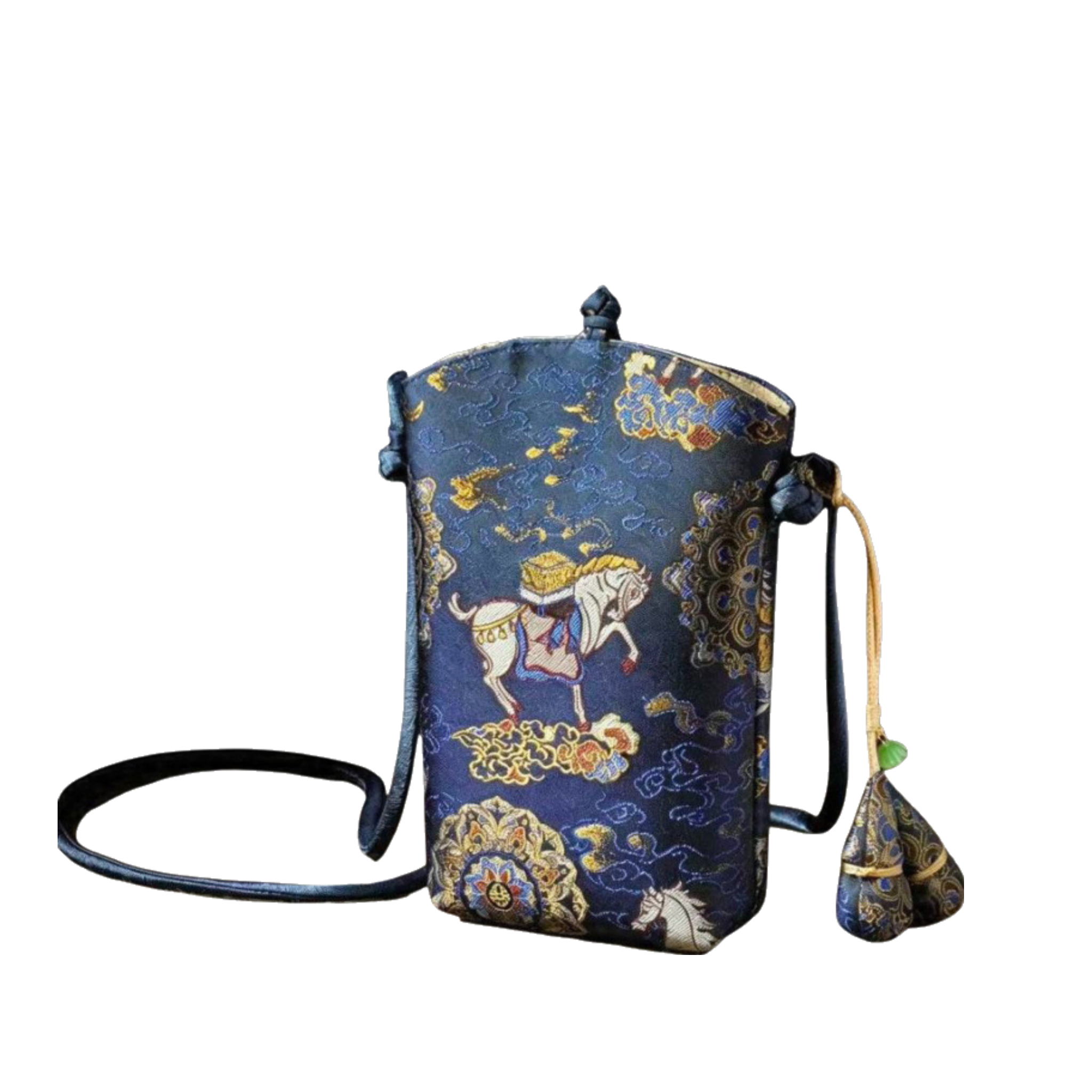 New Chinese-Style Embroidered Phone Bag — Blue — product image