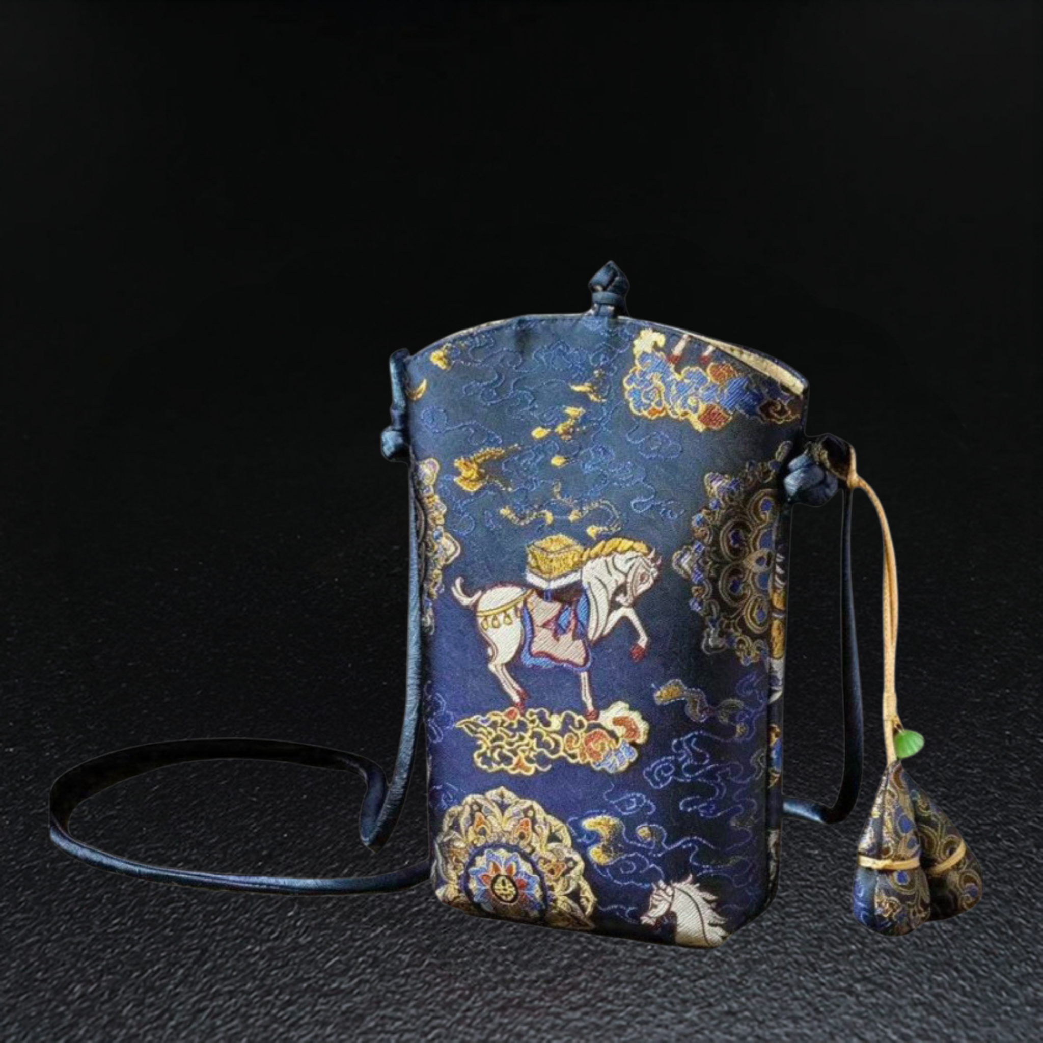 New Chinese-Style Embroidered Phone Bag — Blue — view 2