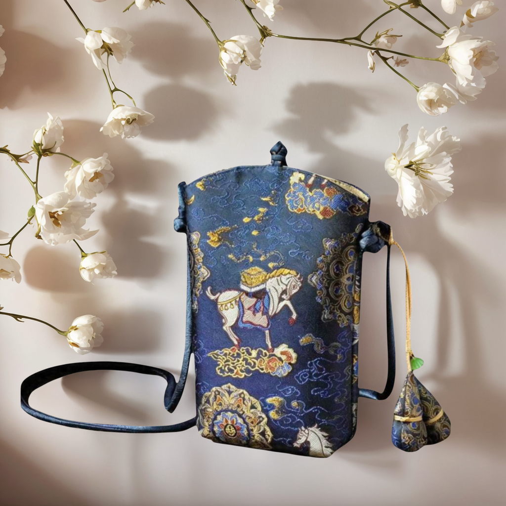 New Chinese-Style Embroidered Phone Bag — Blue — view 4