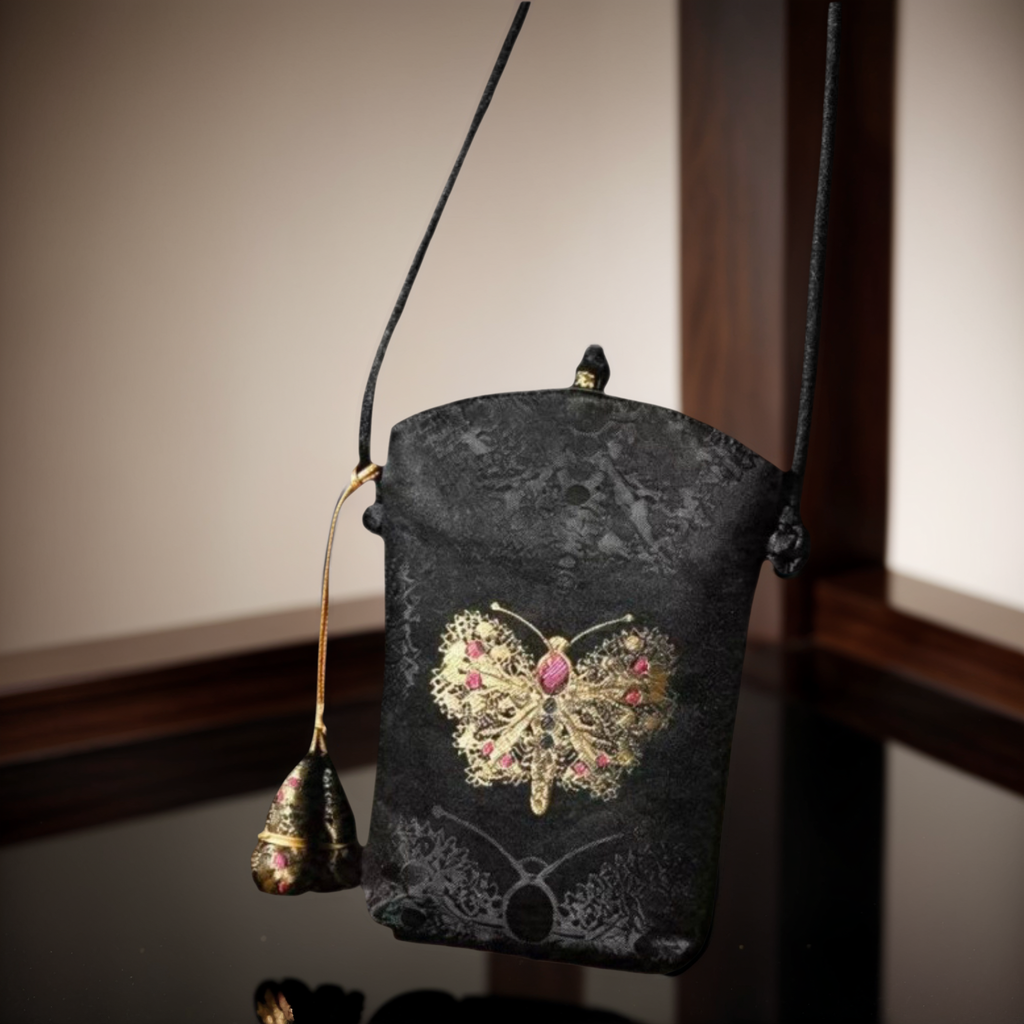 New Chinese-Style Embroidered Phone Bag — Black — view 3