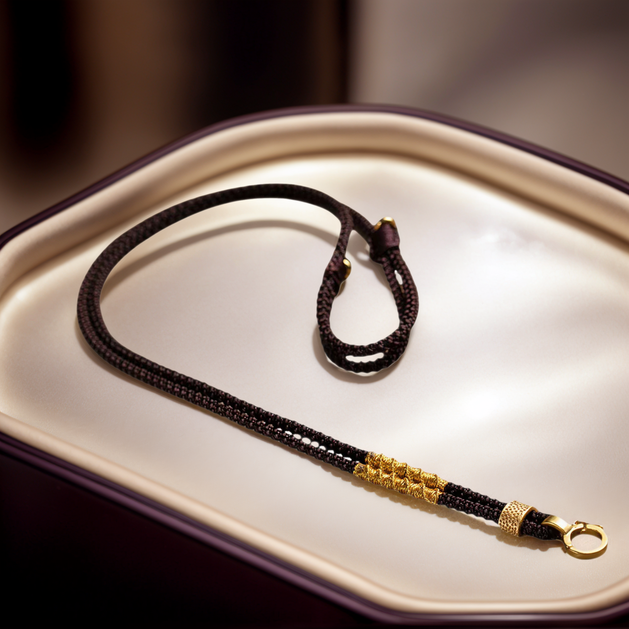 Handwoven Quick-Release Pendant Cord — Coffee Brown — view 2