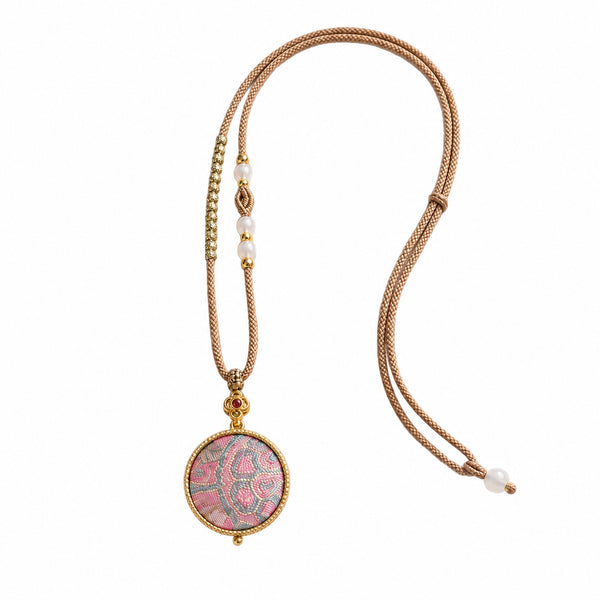 Song Brocade Sachet Necklace — Small Round