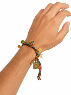Wuye Guardian — Hand-Painted Gilded Thangka Charm Bracelet (2D) — lifestyle view