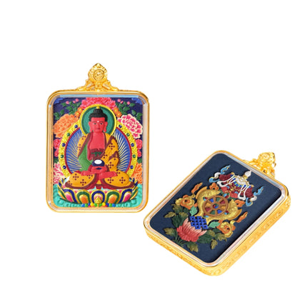 Amitabha Buddha — Hand-Painted Thangka Pendant, Full Color (2D)