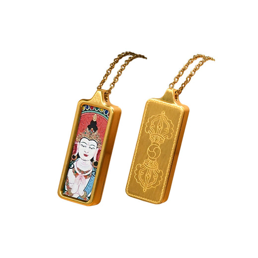 Four-Armed Avalokiteshvara — Mini Tibetan Thangka Pendant (2D)