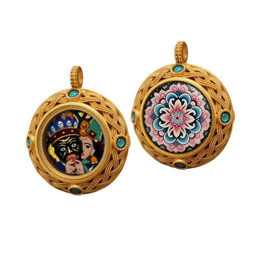 Past & Present Life — 3D Hand-Painted Tsatsa Relief Thangka Pendant
