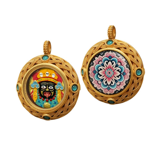 Palden Lhamo — 3D Hand-Painted Tsatsa Relief Thangka Pendant