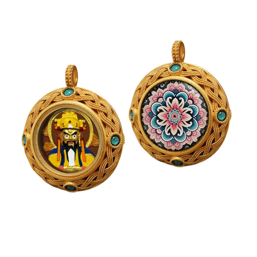 Wuye Guardian — 3D Hand-Painted Tsatsa Relief Thangka Pendant