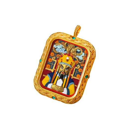 Wuye Guardian — Hand-Painted Tsatsa Thangka Pendant, Deluxe (3D Relief)
