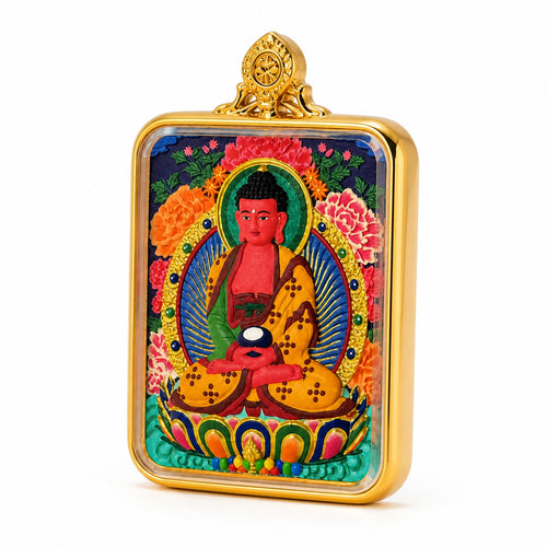 Eastern Luck amitabha buddha hand painted thangka pendant full color image 2 of 10