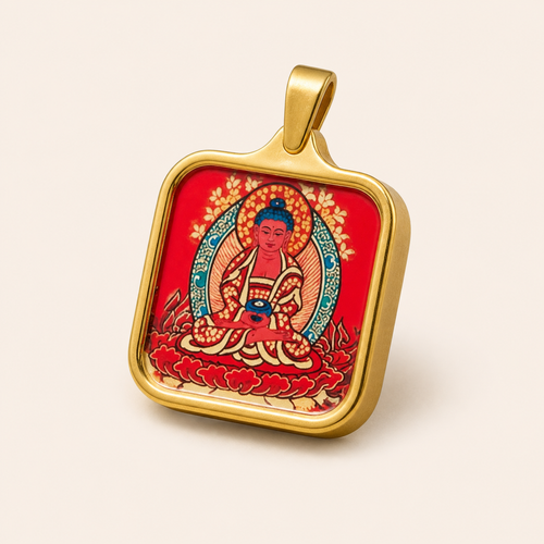 Amitabha Buddha pendant 45 degree side view