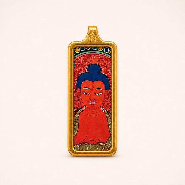 Amitabha Buddha — Mini Tibetan Thangka Pendant (2D)
