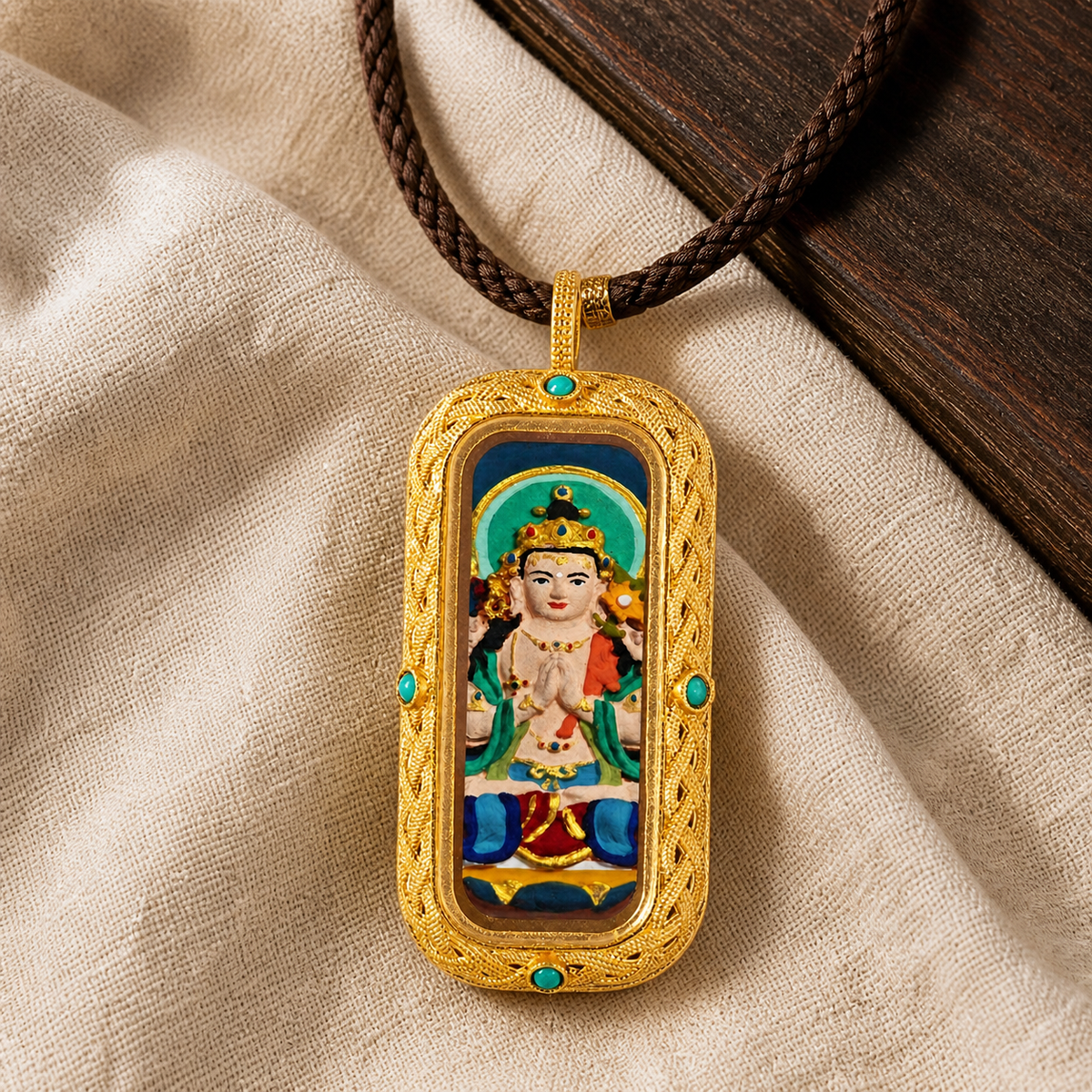 Eastern Luck Four-Armed Avalokiteshvara 3D hand-painted tsatsa pendant zodiac series image 10 of 10