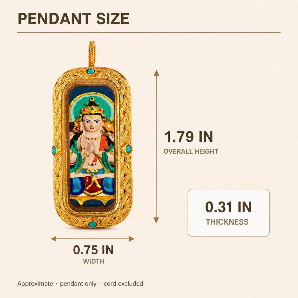 Eastern Luck Four-Armed Avalokiteshvara 3D hand-painted tsatsa pendant zodiac series image 7 of 10