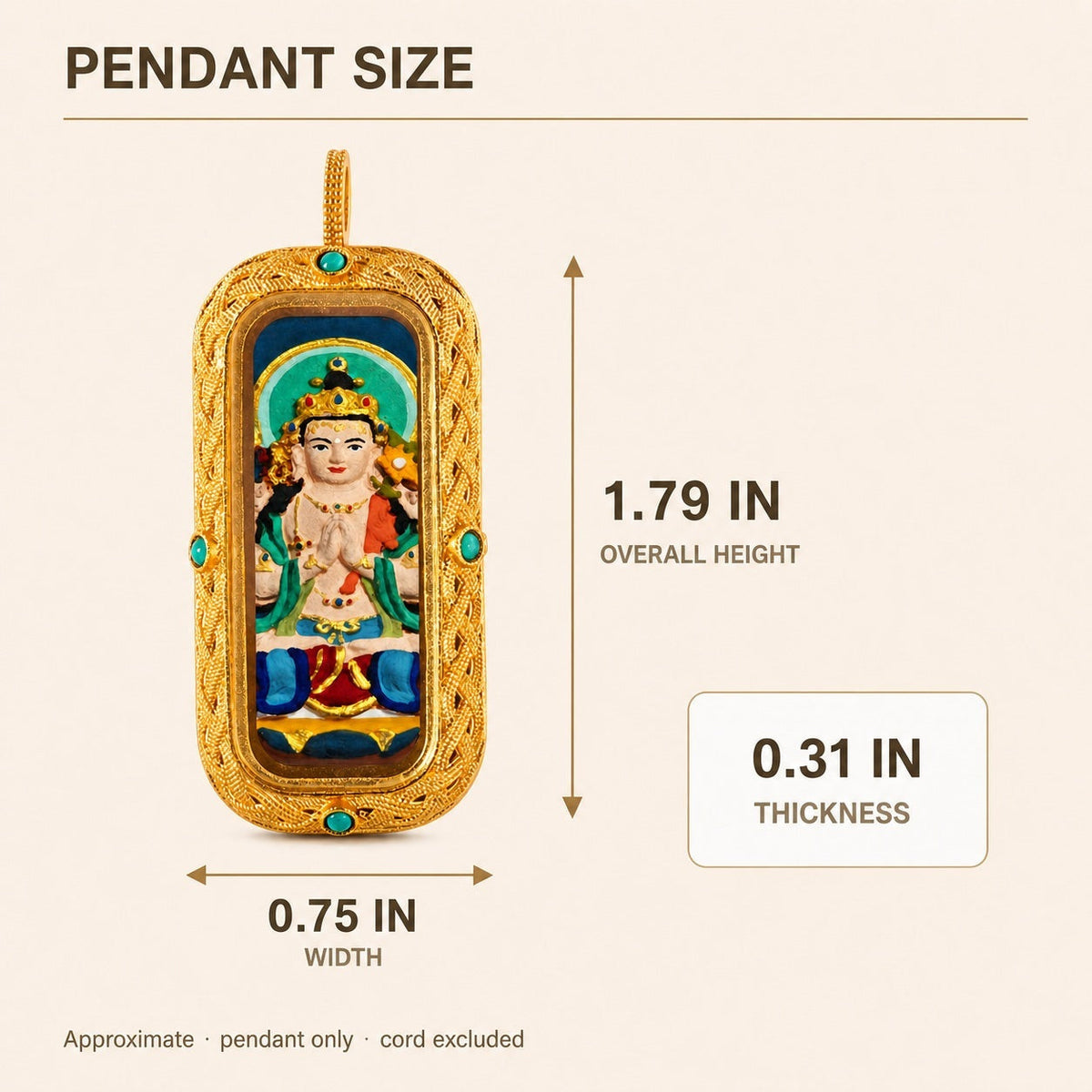 Eastern Luck Four-Armed Avalokiteshvara 3D hand-painted tsatsa pendant zodiac series image 7 of 10