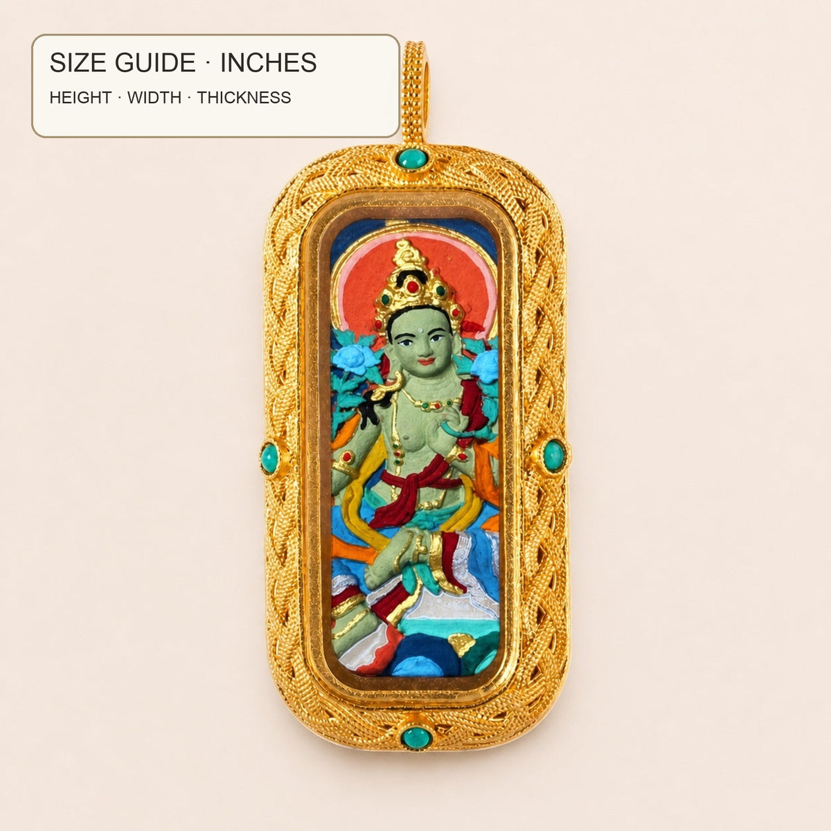 Eastern Luck green tara 3d hand painted tsatsa pendant zodiac series image 10 of 10