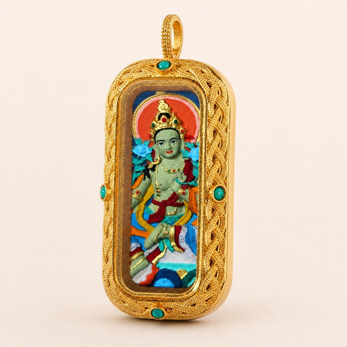 Eastern Luck green tara 3d hand painted tsatsa pendant zodiac series image 2 of 10