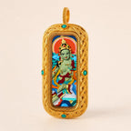 Eastern Luck green tara 3d hand painted tsatsa pendant zodiac series image 3 of 10