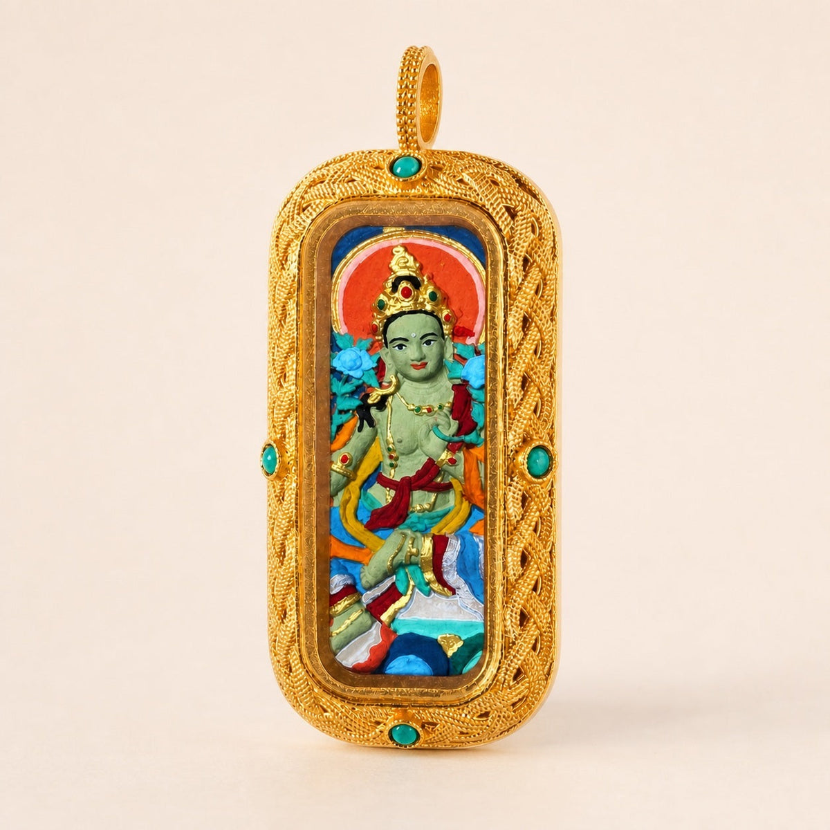 Eastern Luck green tara 3d hand painted tsatsa pendant zodiac series image 3 of 10