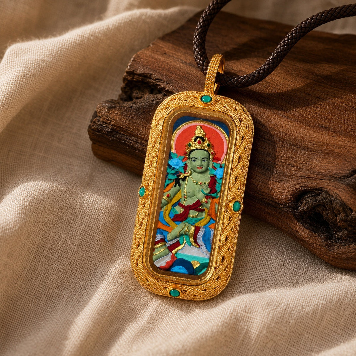 Eastern Luck green tara 3d hand painted tsatsa pendant zodiac series image 5 of 10
