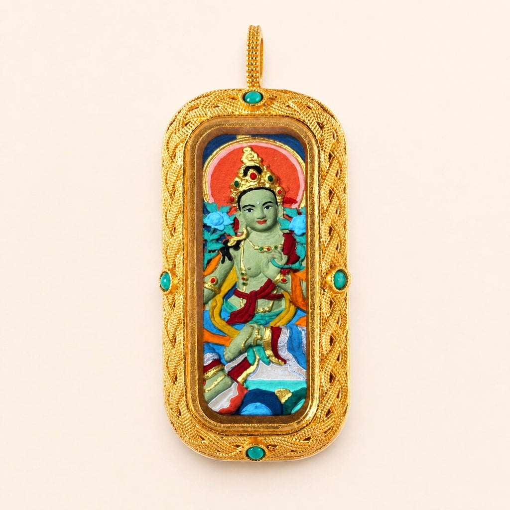 Eastern Luck green tara 3d hand painted tsatsa pendant zodiac series image 9 of 10