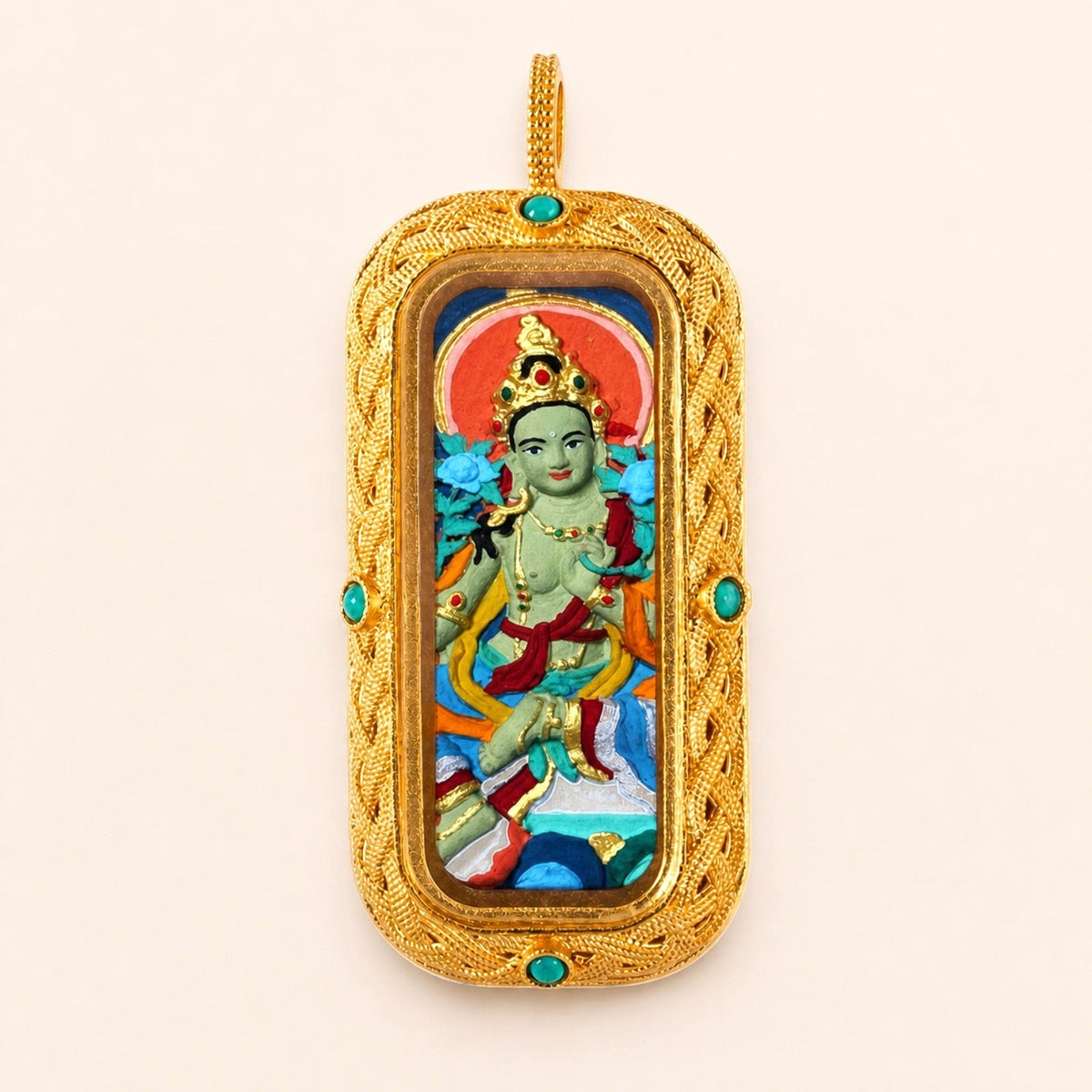 Eastern Luck green tara 3d hand painted tsatsa pendant zodiac series image 9 of 10