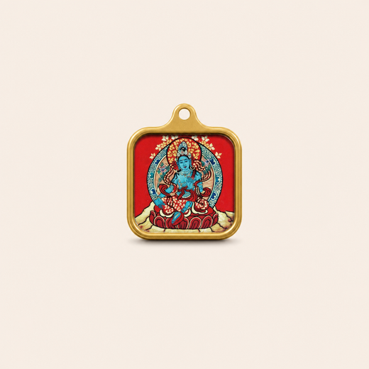 Green Tara — Titanium Steel Pendant Necklace (2D)