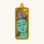 Eastern Luck Green Tara mini Tibetan thangka pendant — front view — image 1 of 10