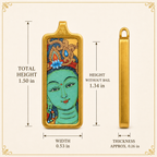 Eastern Luck Green Tara mini Tibetan thangka pendant — dimensions in inches — image 7 of 10