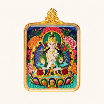 Mahasthamaprapta — Hand-Painted Thangka Pendant, Full Color (2D)