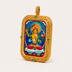 Manjushri hand-painted Tsatsa Thangka pendant side view