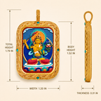 Manjushri hand-painted Tsatsa Thangka pendant dimensions in inches
